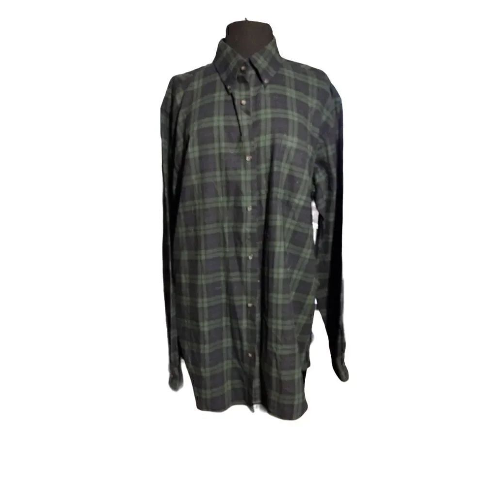 Foundry Men Button Up Shirt XLT Plaid Flannel Long Sleeve Collar Casual